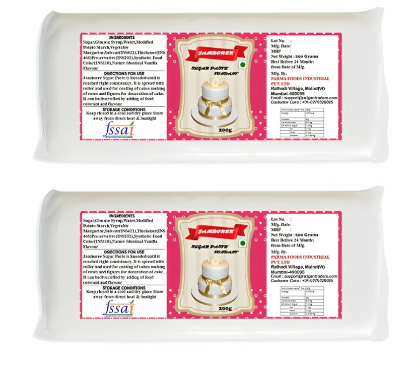 JAMBOREE JAMBOREE White Fondant Sugar Paste for Cake Decoration 200g Each Sugar Paste(400 g, NA, Pack of 2) - Flipkart Deal