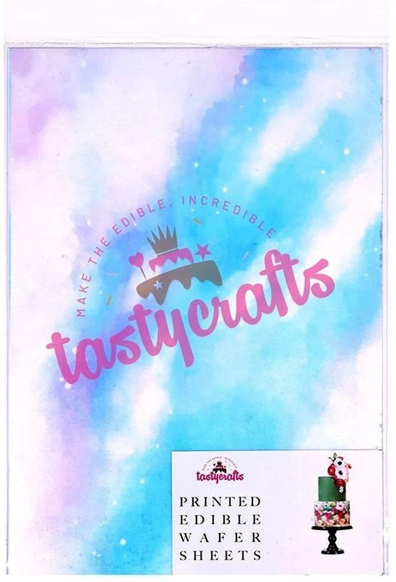 TastyCrafts Printed Edible Wafer Paper Sheets | Edible Cake Decorations | Paint Design Tie Dye Frosting Sheet | Cake Topper/Wrap | A4 Size - Multicolor (PWP019) Topping(100 g, Edible)