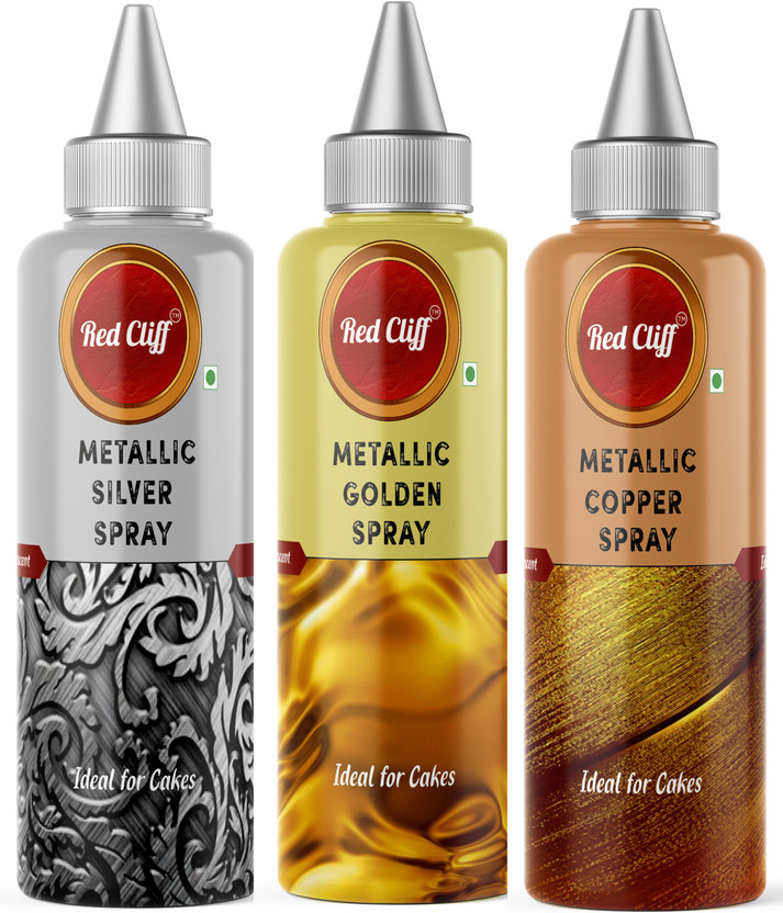 RED CLIFF Spray Color Combo Pack Of 3 | Edible Color Ideal For Cake Decoration Glitters(90 g, Pack of 3)