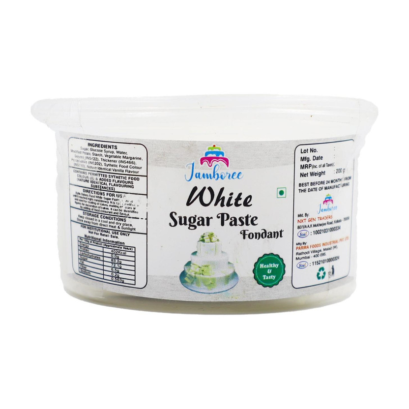 JAMBOREE White Fondant Sugar Paste for Cake Cup Cake Decoration Sugar Paste(200 g)