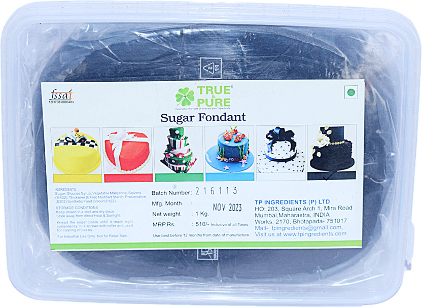 TRUE & PURE Sugar_fondant_black Sugar Paste(1 kg, NO FLAVOUR)