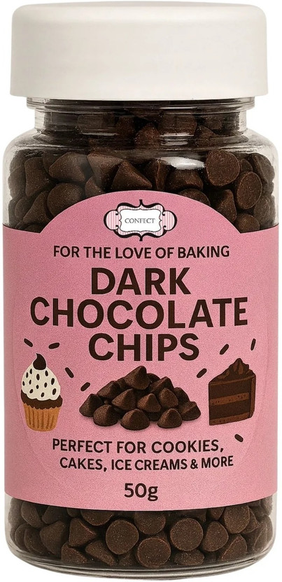 Confect Dark Chocolate Chips | Rich Cocoa Flavor | Baking, Desserts, Cakes & Snacks Topping(100 g)