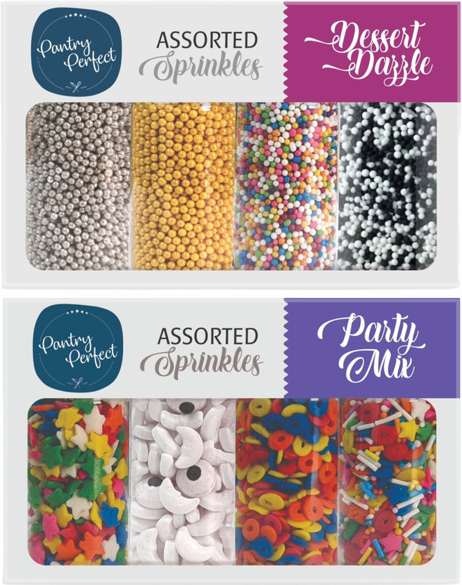 Pantry Perfect Dessert Dazzle & Party Mix Sprinkles I Cup Cake Decoration Sprinkles(200 g, Mix Fruit Flavour, Pack of 2)