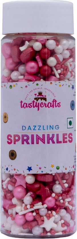 TastyCrafts TastyCrafts Mix Metallic Sprinkles - Pink & White | Baking Cake Items | for Cake Decorations Topper(100 g, Edible) - Flipkart Deal