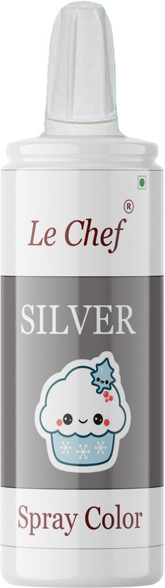 Le cHef Metallic Pearlescent Silver Spray Color| Edible Color Ideal for Cake Decoration Glitters(40 g, N/a)