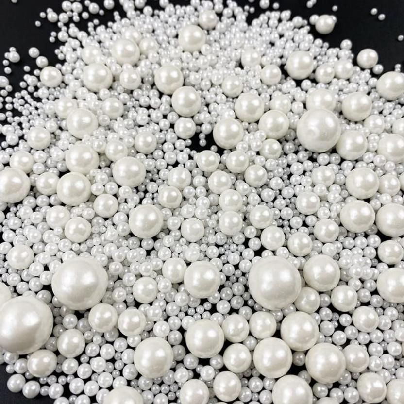 GO GRASS Decorative White Ball Sprinkles for Cake & Cupcake | Sprinkles(100 g, Sweet)