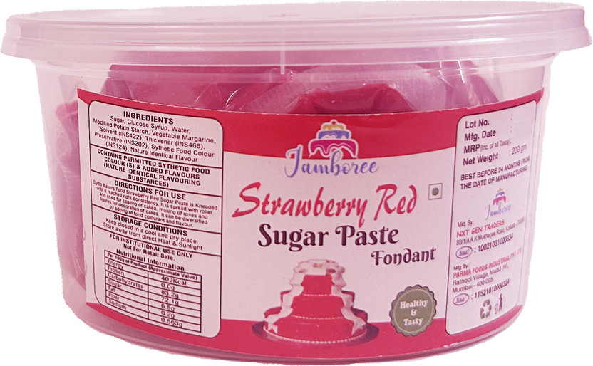 JAMBOREE Red Fondant – Smooth, Vibrant, and Easy to Work With for Cakes and Decorating Sugar Paste(200 g)