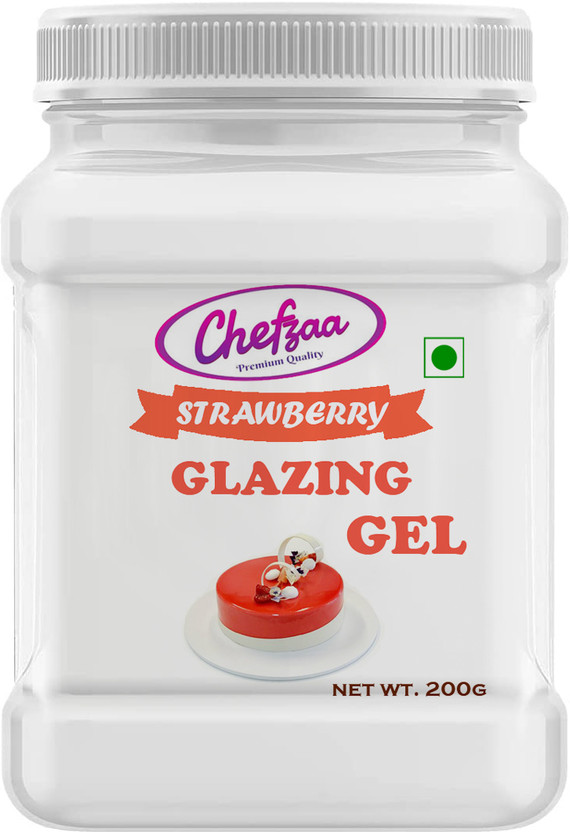 Chefzaa Edible Glazing Gel for Cake & Desserts Toppings Decoration- Strawberry Piping(200 g, Strawberry)