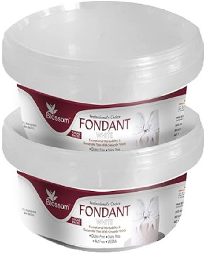 BLOSSOM Fondant White & White 200g Each Combo Pack Sugar Paste(400 g, Pack of 2)
