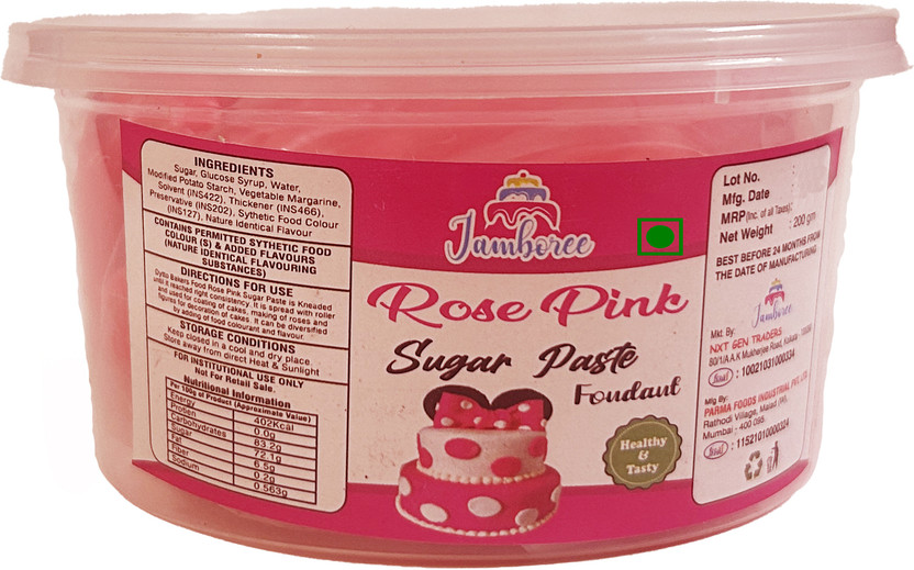 JAMBOREE Pink Fondant – Smooth, Vibrant, and Easy to Work With for Cakes and Decorating Sugar Paste(200 g)