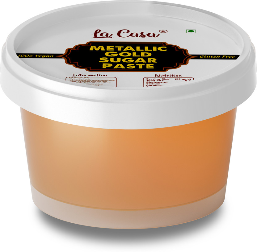 La Casa Sugar Paste or Fondant - Metallic GOLD | Ideal for Cake Icing Decoration | Sugar Paste(250 g)
