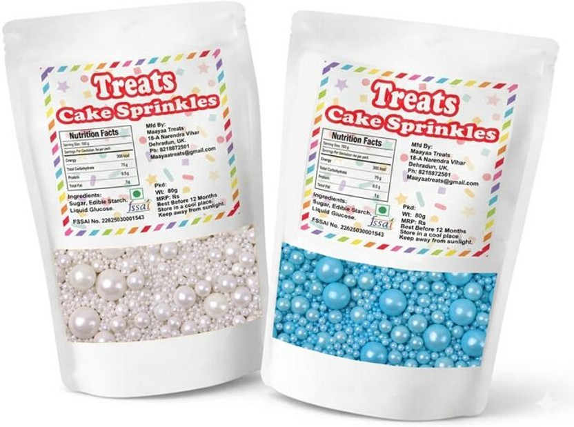 maayaa Cake Sprinkles Combo - Blue & White Pearls Sugar Balls Sprinkles(160 g, Pack of 2)