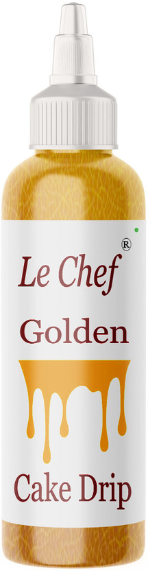 Le cHef Metallic Cake Drips - Golden | Edible Decoration for Cakes & Pastries Topping(110 g)