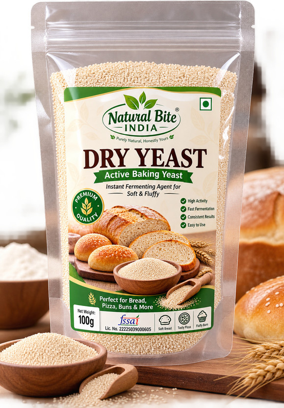 Natural Bite India Active Baking Yeast | Instant Fermenting Agent for Soft & Fluffy Yeast Powder Yeast Powder(100 g)