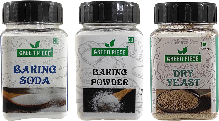GREEN PIECE Baking Powder (100gm),Baking Soda (100gm) and Dry Yeast (50gm) (Pack of 3) Baking Powder(3 x 83.33 g)