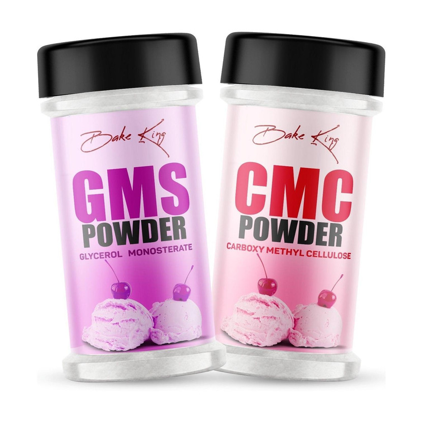 Bake King GMS Powder 50gm and CMC Powder 50gm | Making for Cake Premixes and Ice Creams Carboxymethyl Cellulose (CMC) Powder(2 x 50 g)