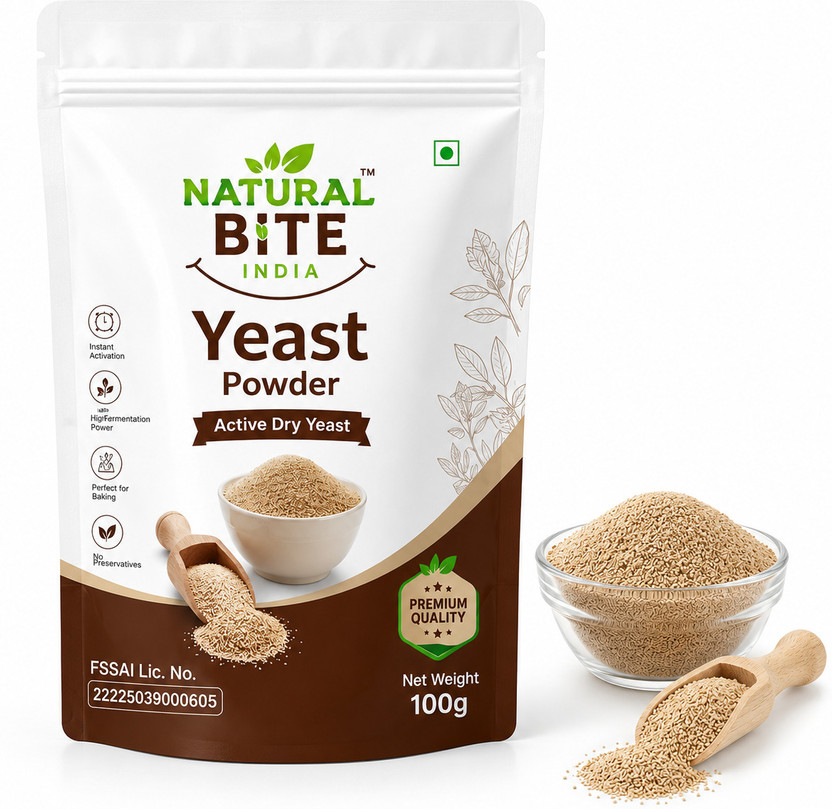 Natural Bite India Active Dry Yeast Powder 100G for Baking Yeast Powder(100 g)