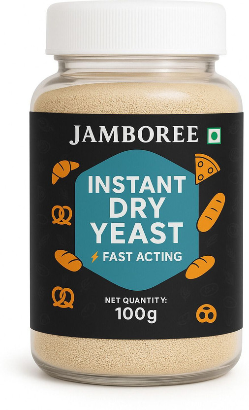 JAMBOREE Instant Active Dry Yeast Powder for Baking, Bread, Pizza Base, Cake (100g) Yeast Powder(100 g)
