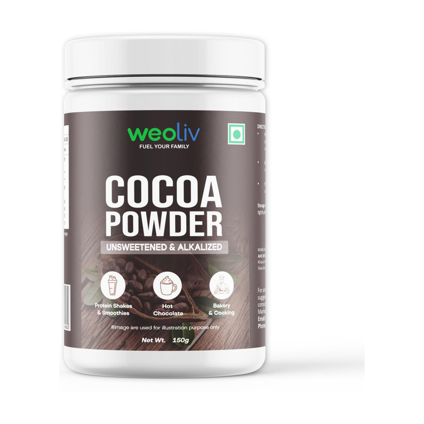 Weoliv Natural Unsweetened Cocoa | Ideal for Cake, Baking, Hot Chocolate, Milkshakes | Cocoa Powder(150 g)