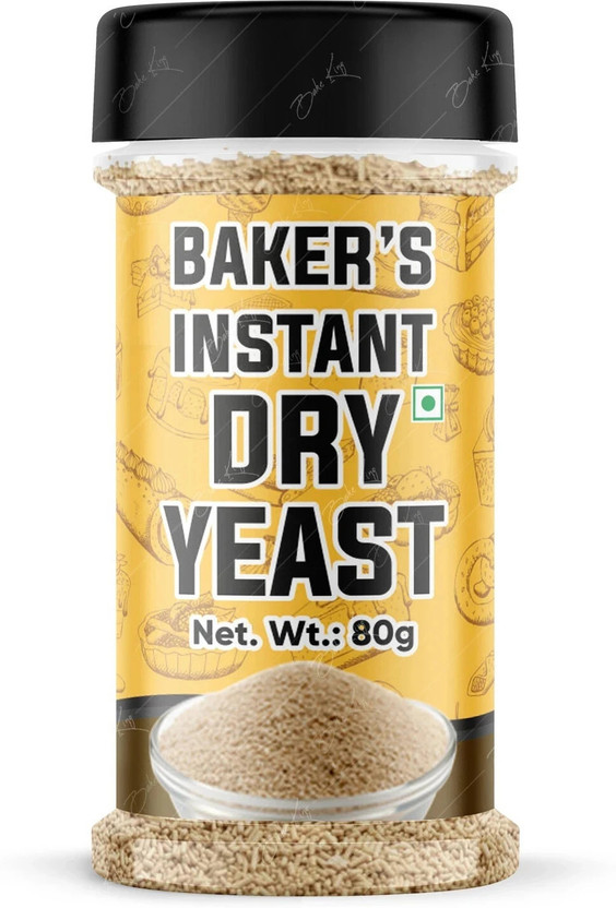Bake King Grade A Quality 80gm- Active Instant Dry Yeast 80gm Yeast for Pizza Base Pantry, Baking Bread and Cake, Khamir Powder 80gm Yeast Powder Yeast Powder(80 g)