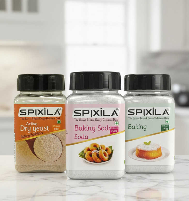 Spixila Baking Powder (100g),Baking Soda (100g) and Dry Yeast (50g) Baking Soda Powder(3 x 83.33 g)