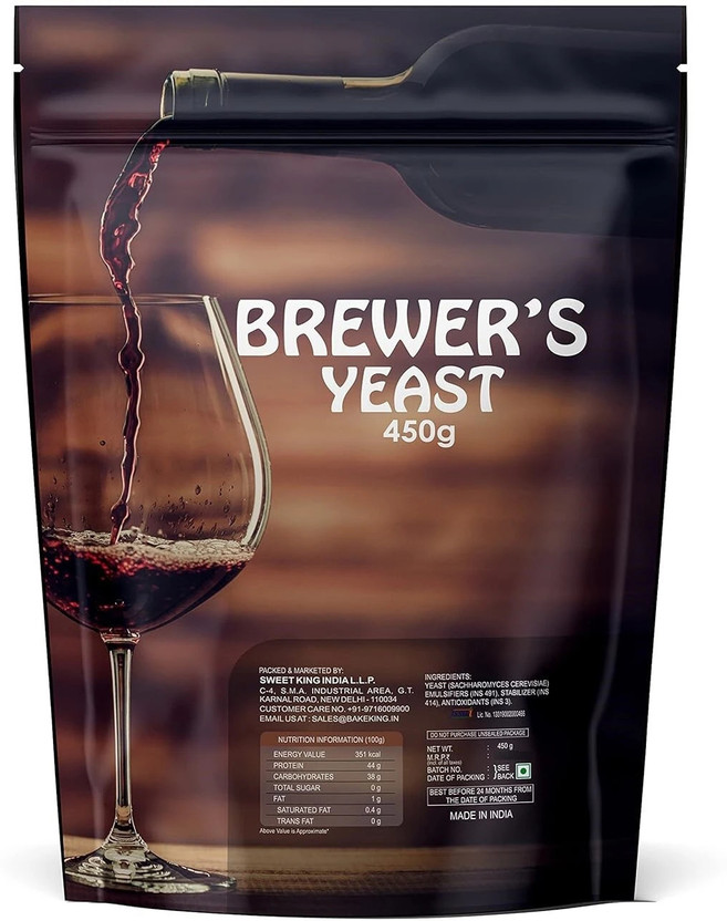 Bake King Brewer's Yeast 450GM, Yeast for Wine Making, Yeast for Making Wine 450GM (Yeast for Wine Making at Home Red Star) Yeast Powder(450 g)