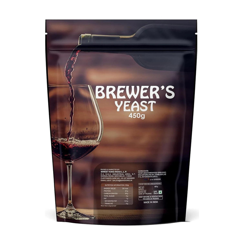 Bake King Brewer's Yeast 450GM, Yeast for Wine Making, Yeast for Making Wine 450GM (Yeast for Wine Making at Home Red Star) Yeast Powder(450 g)
