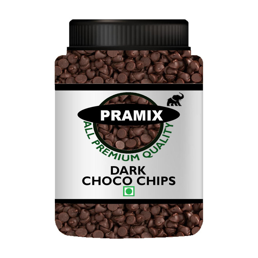 Pramix Dark Chocolate Chips | Choco Chips for Baking, Ice Cream, Cake, Desserts - 400g Choco Chips Solid(400 g)