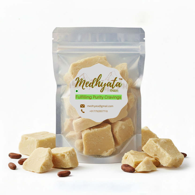 Medhyata Cocoa Butter Unrefined with Pure Cocoa Smell (Non-Deodorized,Raw Cacao Butter) Cocoa Butter Solid(50 g)