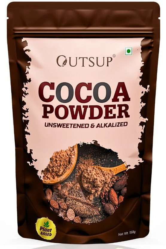 OUTSUP Cocoa Powder Unsweetened & Alkalized | 21.5g Protein, Plant Based Cocoa Powder Cocoa Powder(150 g)