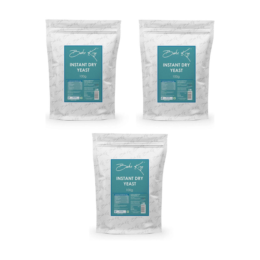 Bake King Instant Dry Yeast Powder 100gm for Pizza Base & Baking Yeast Powder(3 x 100 g)