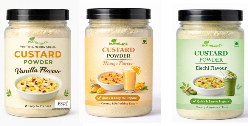 Activeland Custard Powder for Desserts, Ice Cream, Pudding & Milkshake Mix Custard Powder(3 x 100 g)