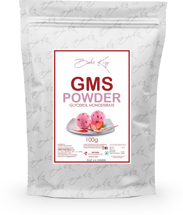 Bake King GMS Powder (Glycerol Monostearate) 100G for Ice Creams, Food Grade, GMS Powder for Making Soft, Smooth and Creamy, Anti Caking and Instant Cake Premixes, GMS Powder 100G Glycerol Monostearate (GMS) Powder(100 g)