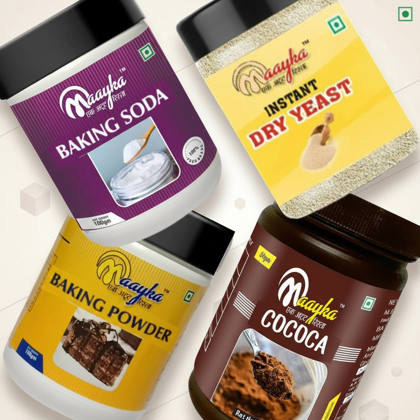 Maayka - Ek Atoot Rishta Mayka Cocoa Powder, Insant Dry Yeast , Baking Powder & Baking Soda| Pack of 4 325 g(Pack of 4)