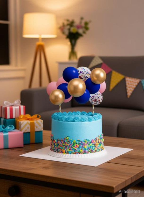 Rozi Decoration Mini Balloon Cake Topper for Theme Birthday Cake Decor Items Cake Topper(Purple & Gold Pack of 12)