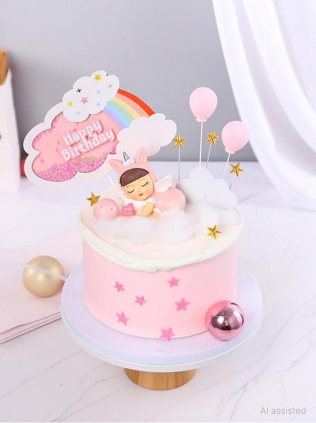 AMFIN Cake Topper(pink Pack of 1)