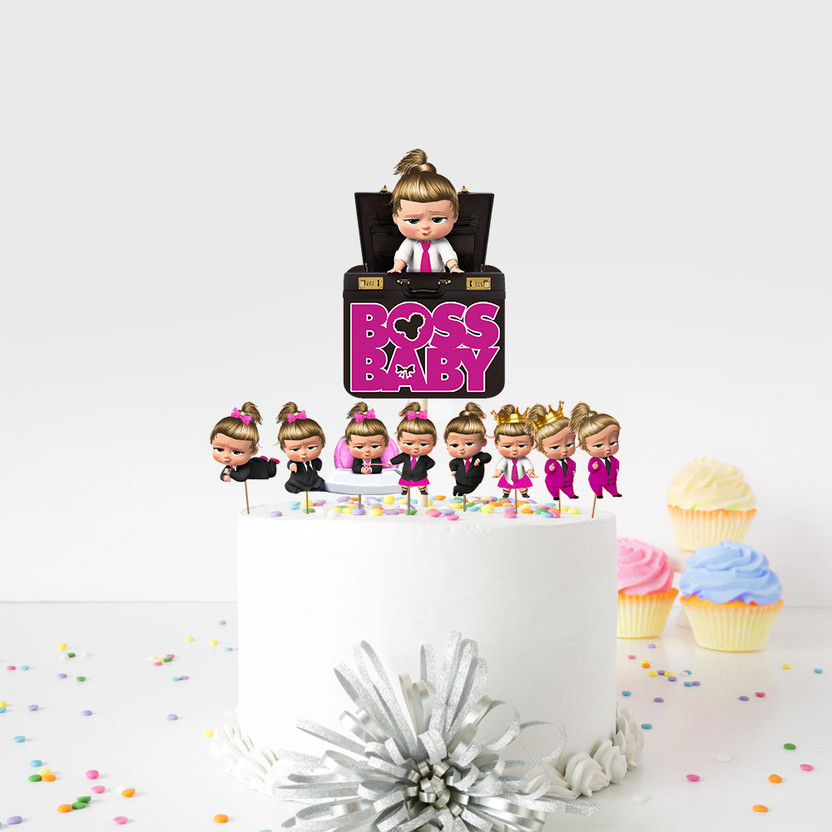 Suruchi Suruchi Strokes Boss Baby Girl Cake topper theme Birthday Decorations party items for kids Cake Topper(multi Pack of 9) - Flipkart Deal