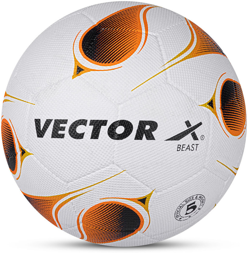 VECTOR X Beast 32 Panel Rubber Moulded+ Butyl Bladder 12+ age Match Soccer ball Football - Size: 5(Standard, Pack of 1, Orange)