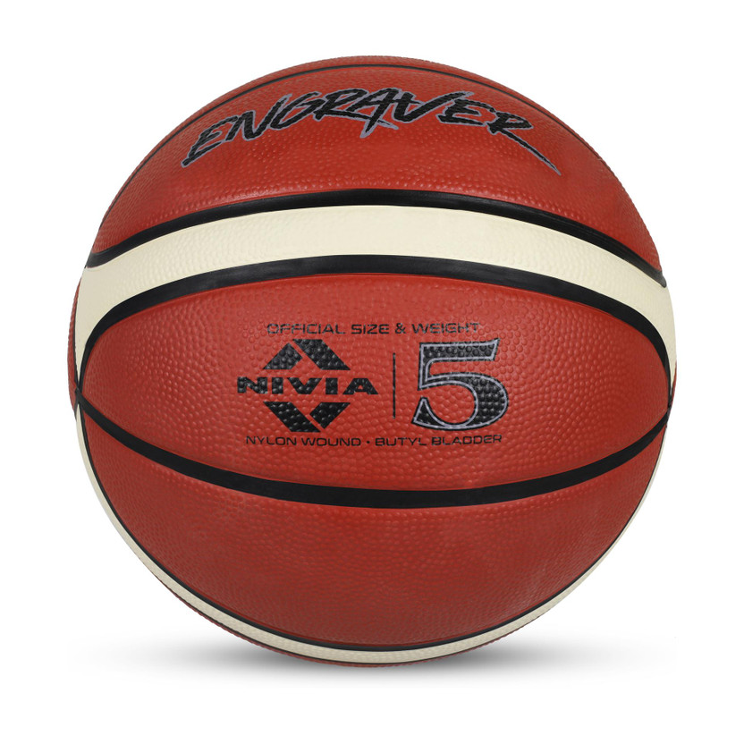 NIVIA Engraver, BFI Standard, 14 Panels, Tournament Ball, Ideal for all surfaces Basketball - Size: 5(Kids, Pack of 1)