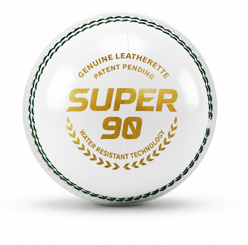 Jaspo Super-90 Leatherette Cricket Ball for Outdoor Play|PU Core|Hand Stitched Finish| Cricket Leather Ball(Standard, Pack of 1, White)