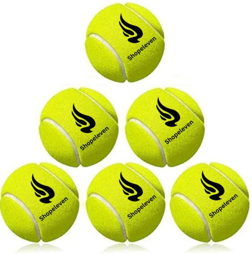 Shopeleven Light Weight and Cricket Soft & Bouncy Tennis Ball(Standard, Pack of 6, Green)