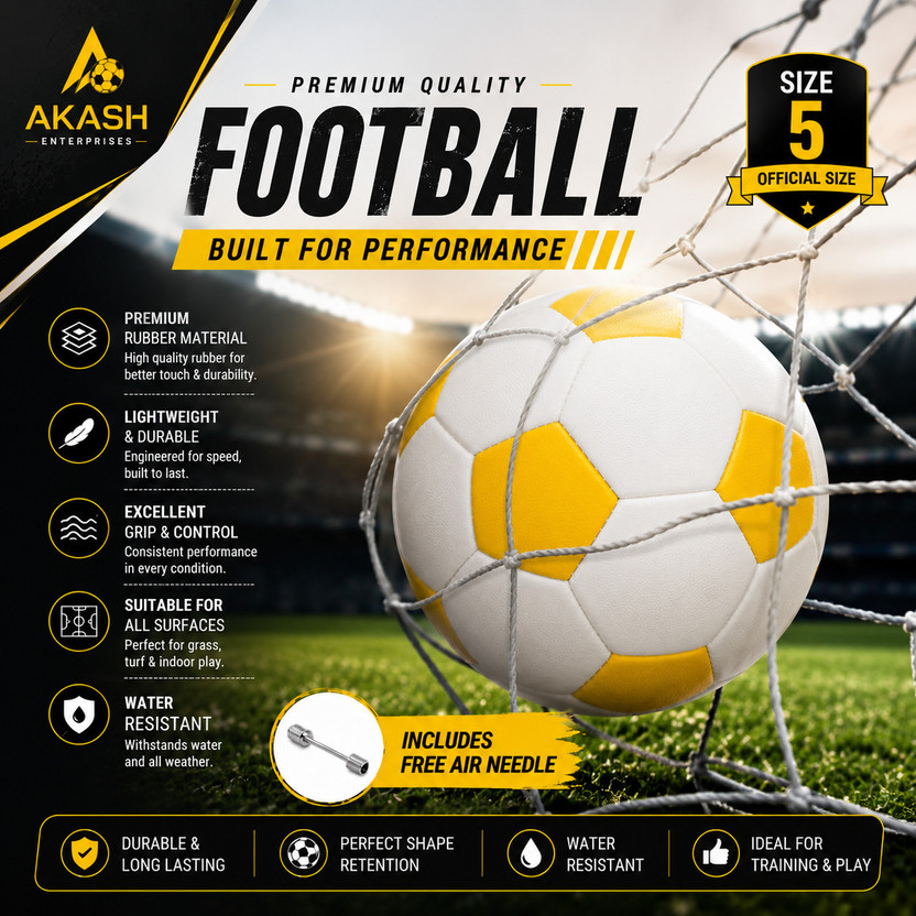 Akash Enterprises 5_YELLOW_&_WHITE_13 Football - Size: 5(Standard, Pack of 2, Yellow)