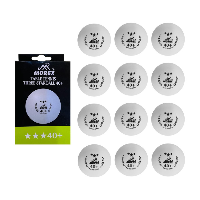THE MORNING PLAY MOREX 40+ Table Tennis Balls, High Performance 3-Star ABS, for Professional Table Tennis Ball(Standard, Pack of 12, White)