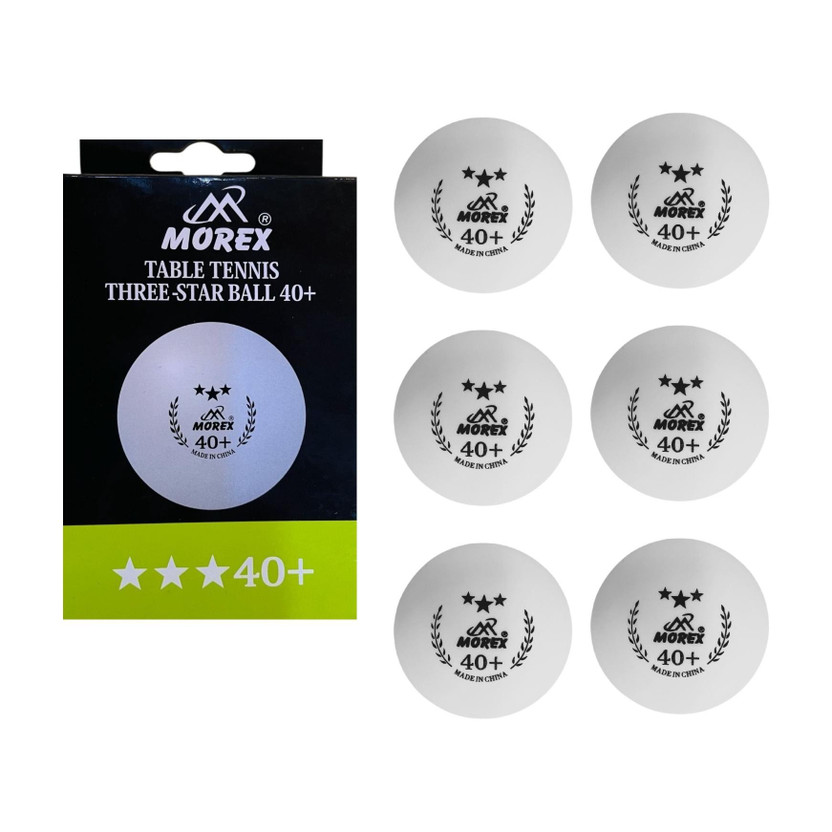 THE MORNING PLAY MOREX 40+ Table Tennis Balls, High Performance 3-Star ABS, for Professional Table Tennis Ball(Standard, Pack of 6, White)
