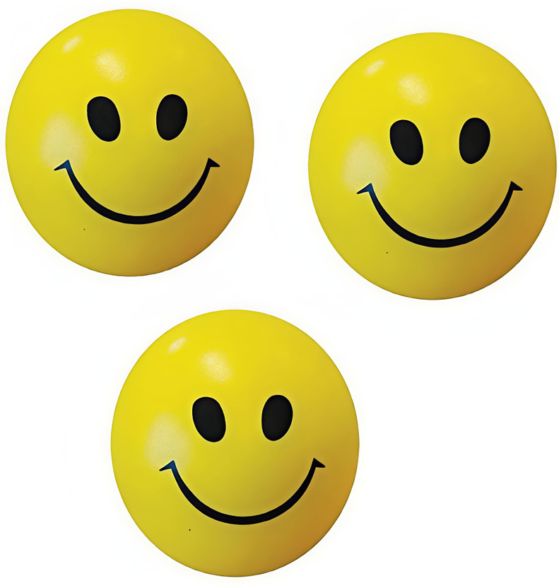 BUY UNIQUE Smiley Face Stress Relief Squeeze Soft Ball anti-stresses toy for kids & Adults Squash Ball(Kids, Pack of 3, Yellow)