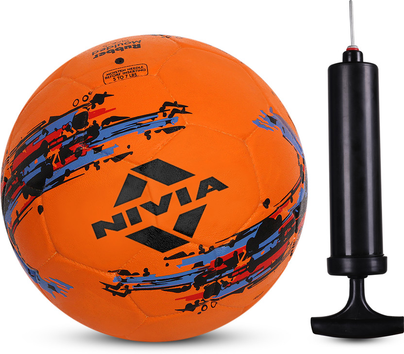 NIVIA Storm with Pump Football - Size: 5(Standard, Pack of 1, Orange, Black)
