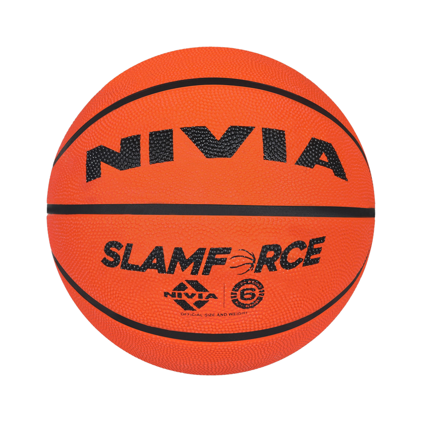 NIVIA Slamforce, 8 Panels, Rubber Moulded, Made for Beginners, Ideal for all surfaces Basketball - Size: 6(Standard, Pack of 1, Orange)