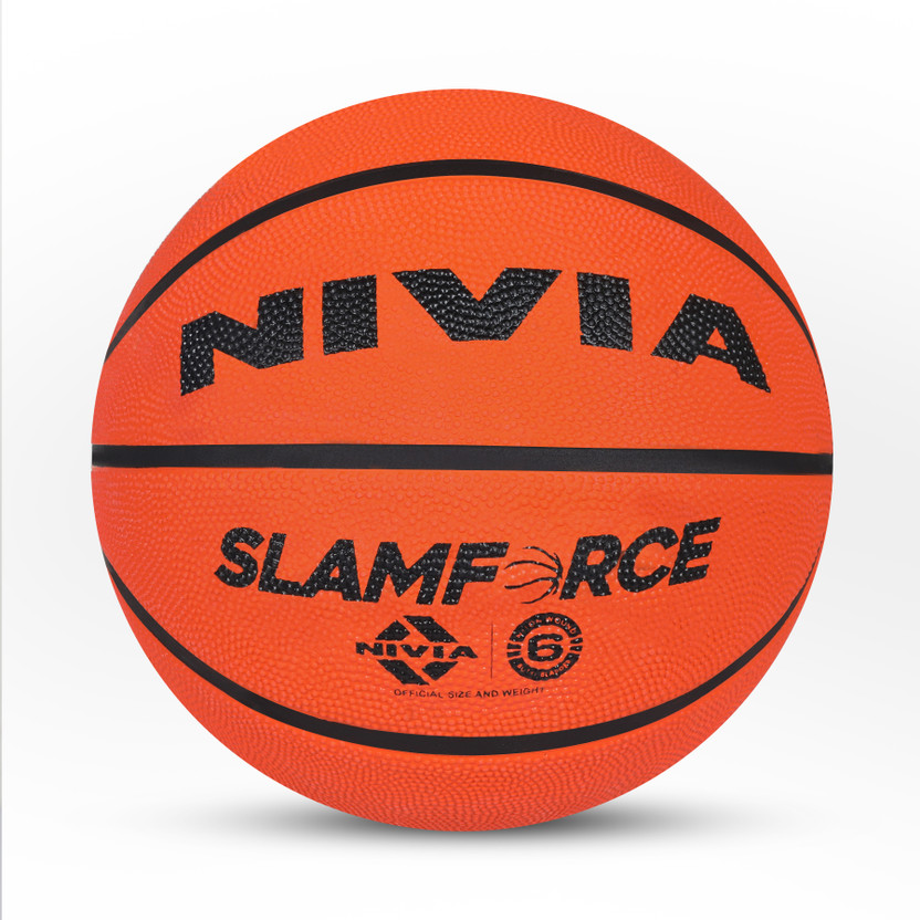 NIVIA Slamforce, 8 Panels, Rubber Moulded, Made for Beginners, Ideal for all surfaces Basketball - Size: 6(Kids, Pack of 1, Orange)