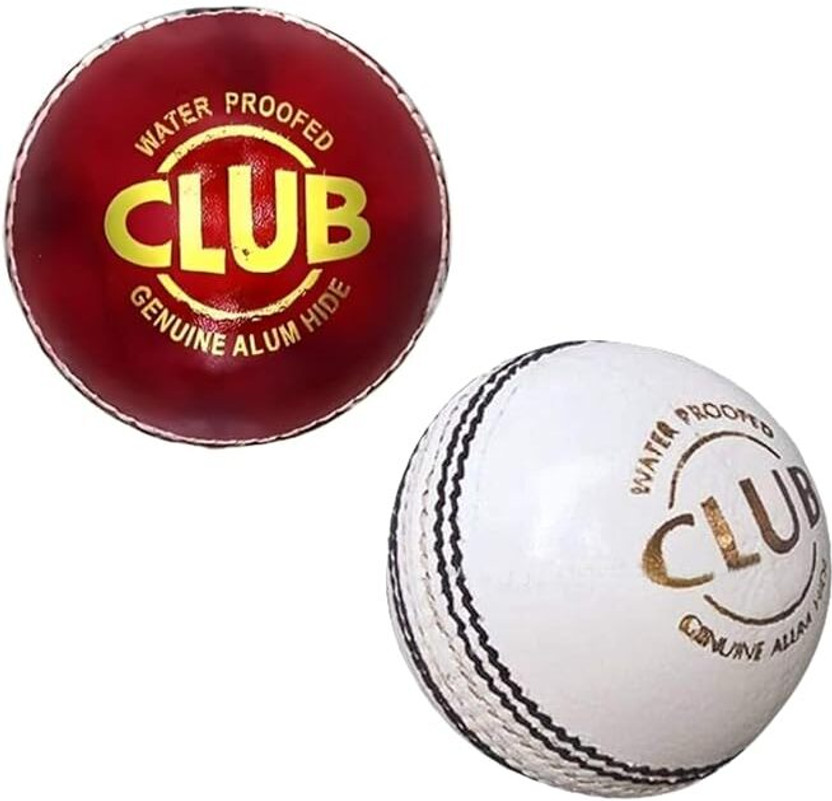 PRISAMX RED & WHITE CRICKET BALL CLUB LEATHER BALL Cricket Leather Ball(Standard, Pack of 2, Red, White)