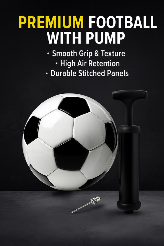 SportX FIFA World Cup Super Kick Soccer (Size-5) 2PLY Machine Stiched With Air Pump Football - Size: 5(Standard, Pack of 1, Black, White)